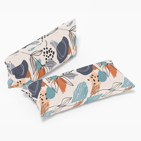 Long Lumbar Throw Pillows - Abstract seamless patternsturquoise orange beige -m10041