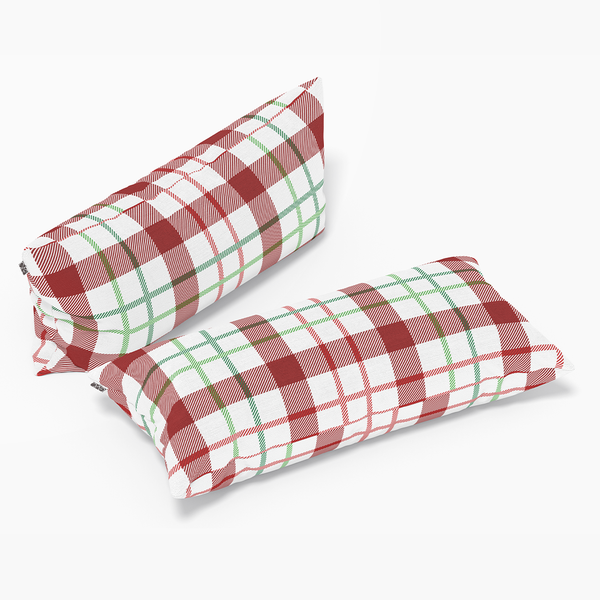 Long Lumbar Throw Pillows - Tartan plaid seamless patterns - Red - white - Green - m10093