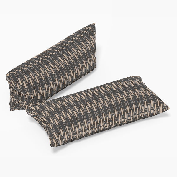 Long Lumbar Throw Pillows - Seamless geometric pattern beige lines and dark background -m10054