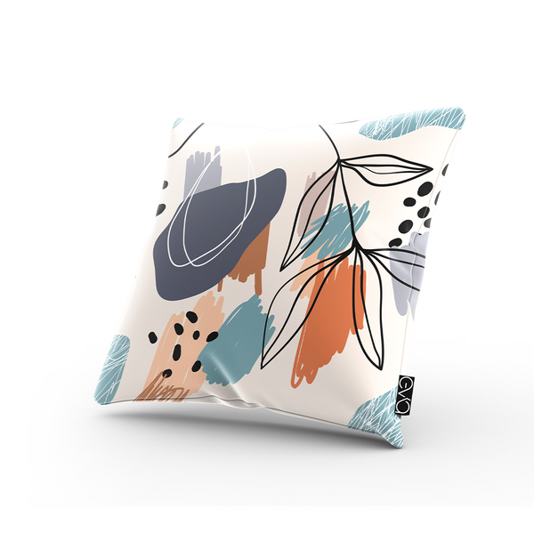 Square Throw Pillow - Abstract seamless patternsturquoise orange beige -m10041