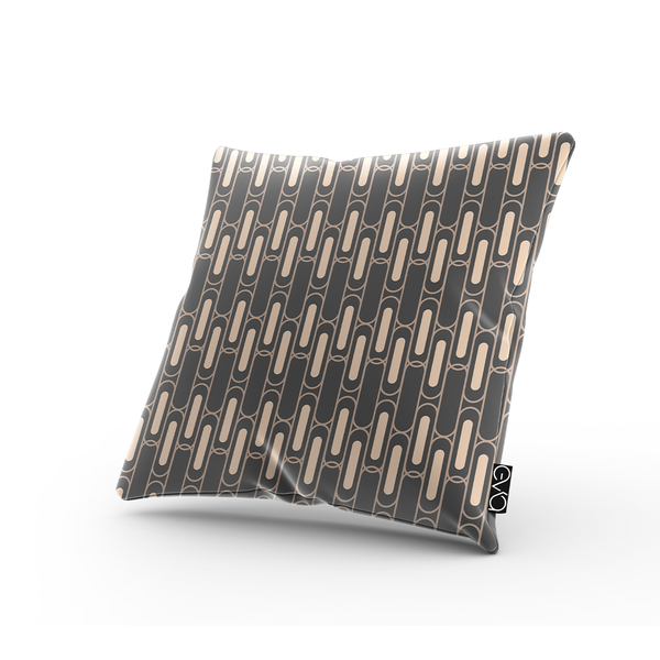 Square Throw Pillow - Seamless geometric pattern beige lines and dark background -m10054