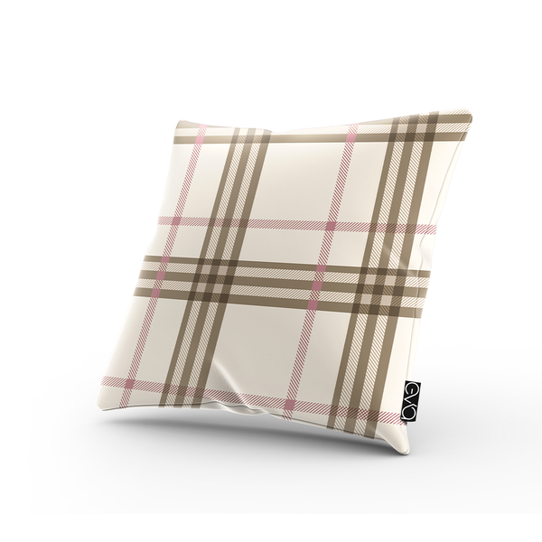 Square Throw Pillow - Brown plaid seamless pattern - m10087