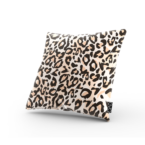 Square Throw Pillow - animal seamless prints. Tiger and leopard patterns collection in different colors in flat style. Orange - White - Black - biege  -m10060