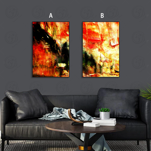 Yellow, Red, and Black Abstract Art Paintings - E2PR-20247