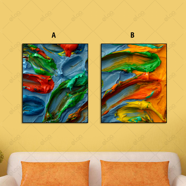 Abstract art paintings brush strokes in multiple colors - E2P1074