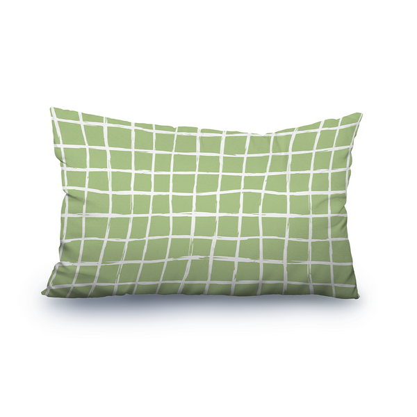 Lumbar Throw Pillow -  Minimal elegant line brush stroke shapes and line in nude colors green and  white -m10019