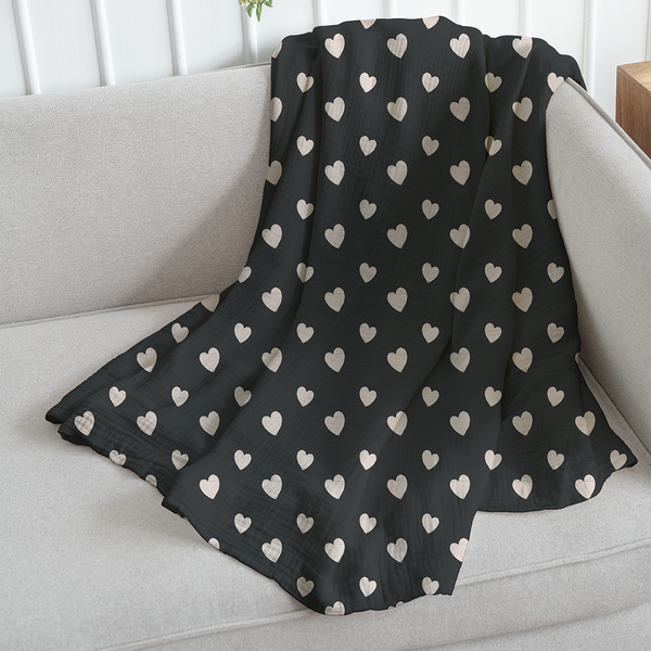 Throw Blanket - Hand drawn style pattern - Antique White - Dark Brown - M10108