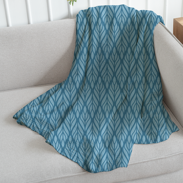 Throw Blanket - Ethnic floral seamless pattern. Bluish Cyan - Blue -m10070