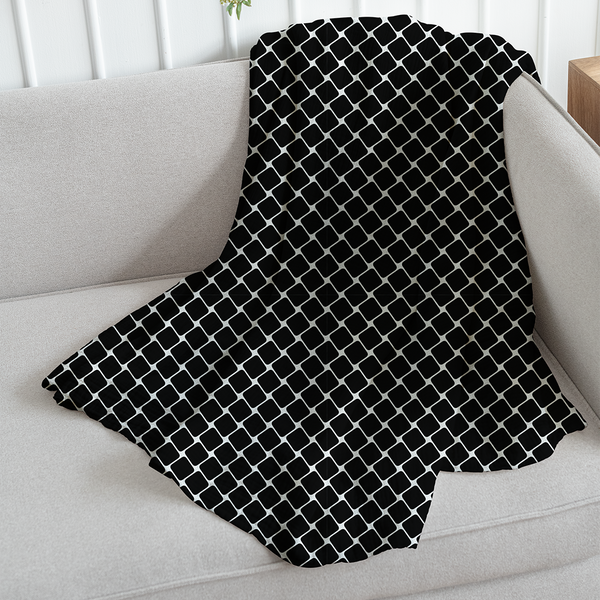 Throw Blanket - Seamless black and white square pattern - geometrical halftone abstract - M10106