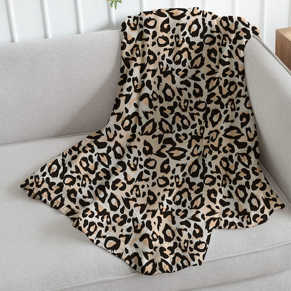 Throw Blanket - animal seamless prints. Tiger and leopard patterns collection in different colors in flat style. Orange - White - Black - biege  -m10060