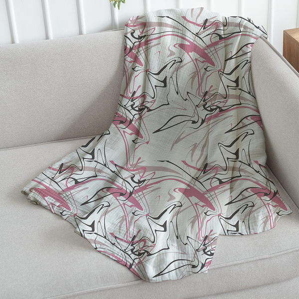 Throw Blanket - luxury seamless background. background gray - pink - white - black rose -m10038
