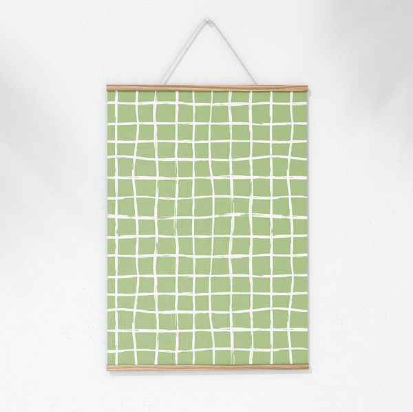 Wall Hanging -  Minimal elegant line brush stroke shapes and line in nude colors green and  white -m10019