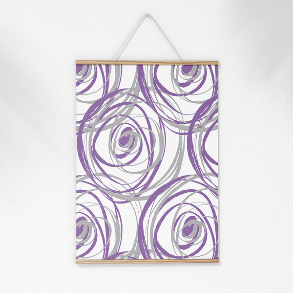 Wall Hanging -  Purple and Gray Free Hand Lines Isolated on a White Background -m10026