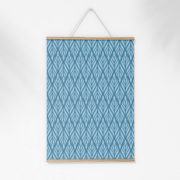 Wall Hanging - Ethnic floral seamless pattern. Bluish Cyan - Blue -m10070
