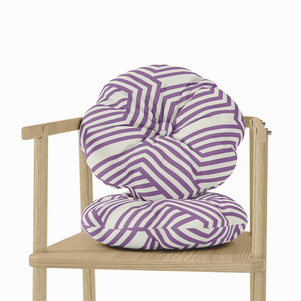 Round Throw Pillow - Tartan plaid seamless patterns - Purple Grey - Antique Whitem10096