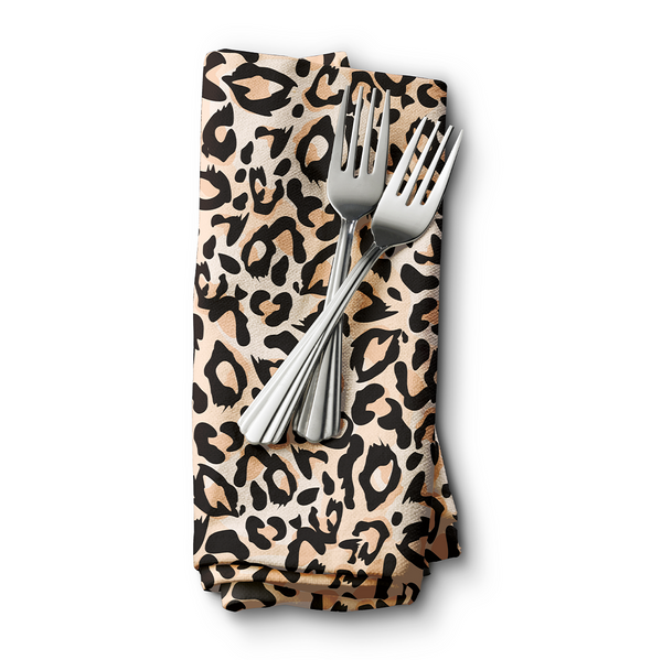 Dinner Napkins - animal seamless prints. Tiger and leopard patterns collection in different colors in flat style. Orange - White - Black - biege  -m10060