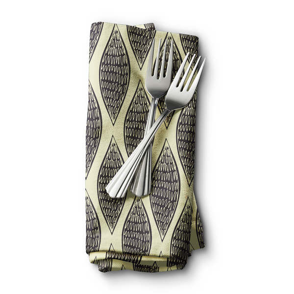 Dinner Napkins - seamless abstract patterns - Antiqu white - black - creamy - M10121
