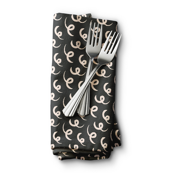Dinner Napkins - Hand drawn style pattern - Antique White - Dark Brown - M10112