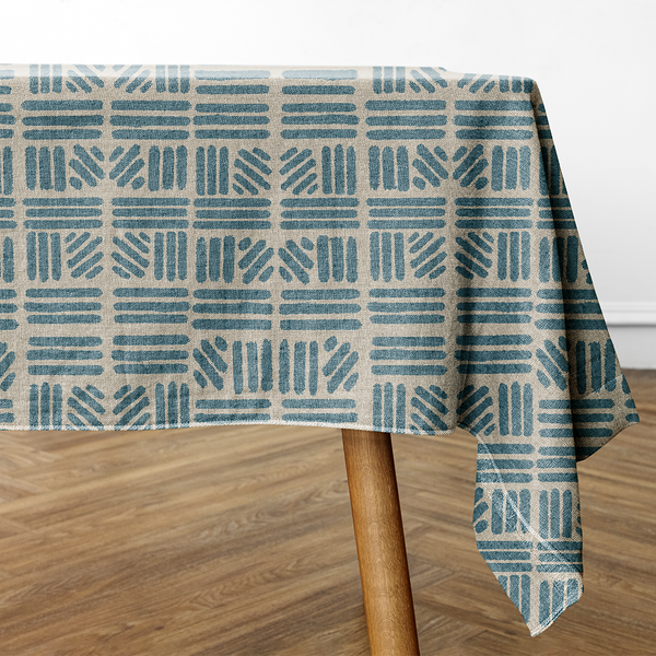 Rectangular Tablecloths - Seamless pattern Background Antique White - Hippie Blue -m10074