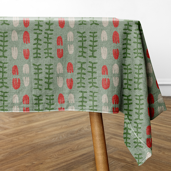 Rectangular Tablecloths - Seamless pattern Background Coral Red and Yellowish Green -m10072