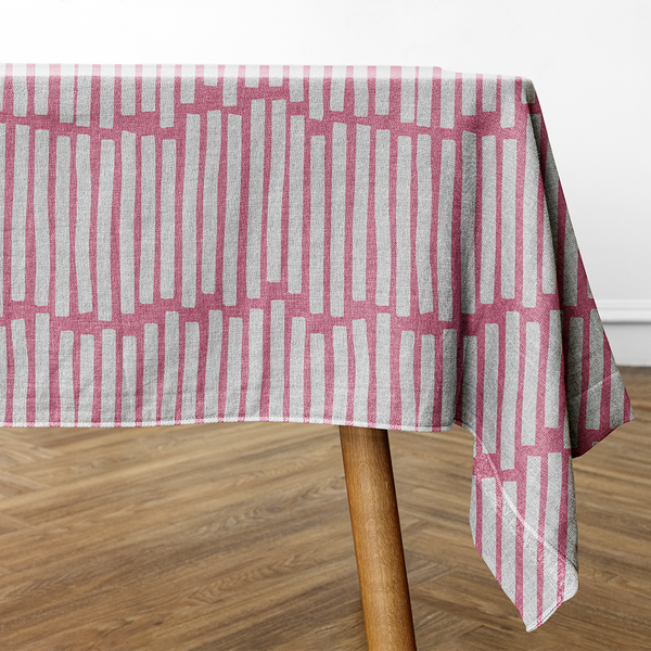 Rectangular Tablecloths -  Minimal elegant line brush stroke shapes and line in nude colors Pink and  white -m10022