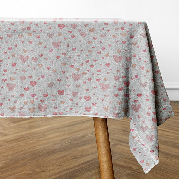 Rectangular Tablecloths - Cute heart pattern - white - pink - M10101