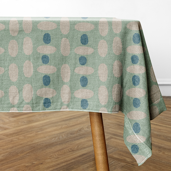 Rectangular Tablecloths - Seamless pattern Background Antique White - Pixie Green - Hippie Blue -m10073