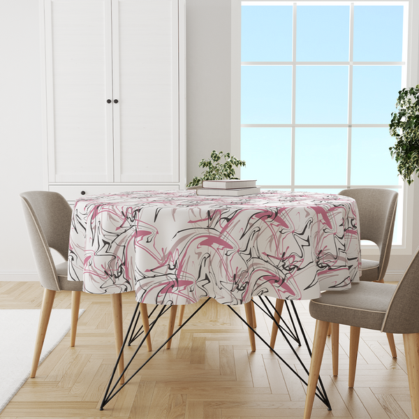 Round Tablecloths - luxury seamless background. background gray - pink - white - black rose -m10038