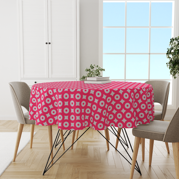 Round Tablecloths - Simple background with geometric elements - colors - Radical Red - Gray - m10080