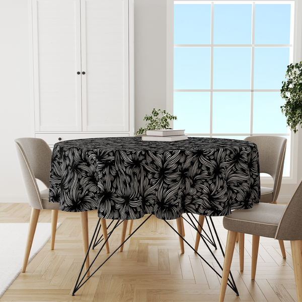 Round Tablecloths - Seamless pattern - black - gray - white -m10100
