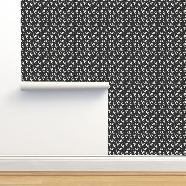 Wallpaper - Hand drawn style pattern - Antique White - Dark Brown - M10112