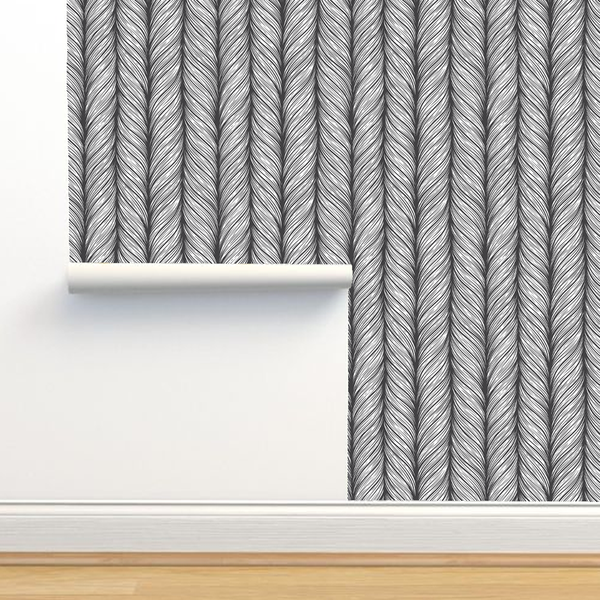 Wallpaper - Hand drawn pattern with decorative weaving ornament stylized abstract neutral universal texture - Gray - M10130