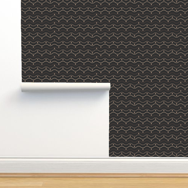 Wallpaper - Seamless geometric pattern beige lines and dark background -m10053