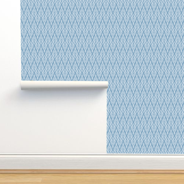 Wallpaper - Ethnic floral seamless pattern. Cyan-Blue -m10066