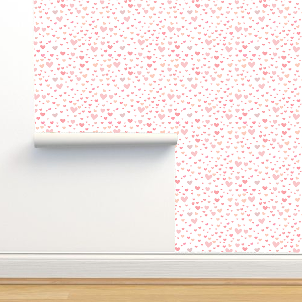 Wallpaper - Cute heart pattern - white - pink - M10101