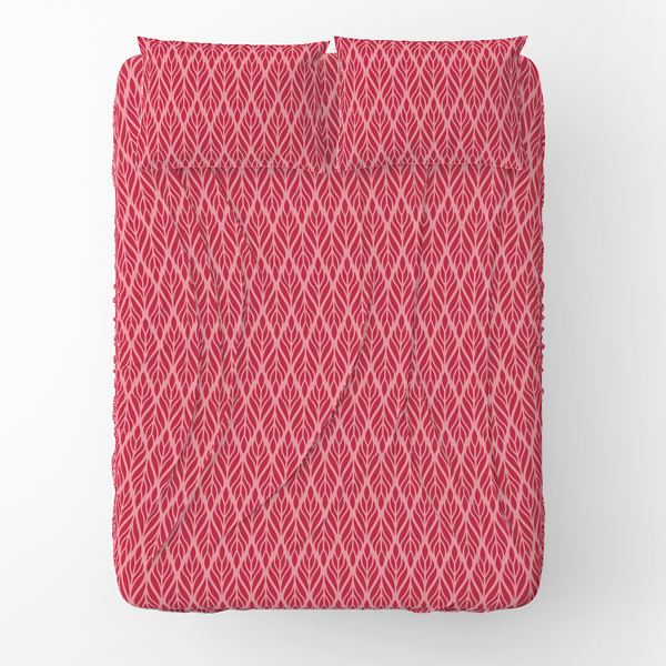 Sheet Set - Ethnic floral seamless pattern. Pinkish Lipstick Red -m10069