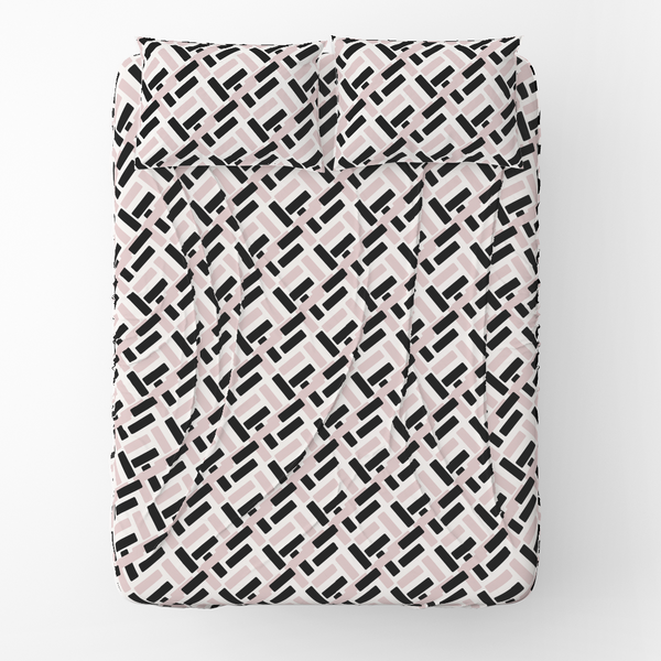 Sheet Set - Abstract Seamless Pattern white - black - pink -m10049
