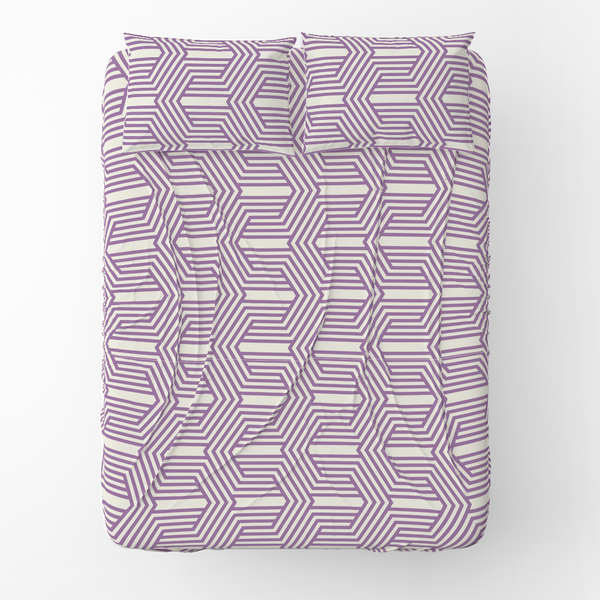 Sheet Set - Tartan plaid seamless patterns - Purple Grey - Antique Whitem10096