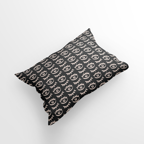 Standard Pillow Shams -Hand drawn style pattern - Antique White - Dark Brown - M10110