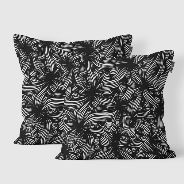 Euro Pillow Shams - Seamless pattern - black - gray - white -m10100