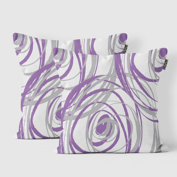Euro Pillow Shams -  Purple and Gray Free Hand Lines Isolated on a White Background -m10026