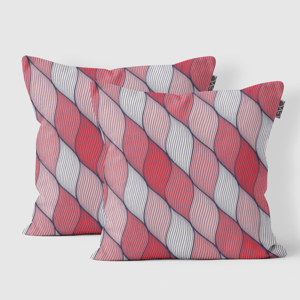 Euro Pillow Shams - Abstract wavy lines seamless patterns - Solid Pink - Gray - M10127