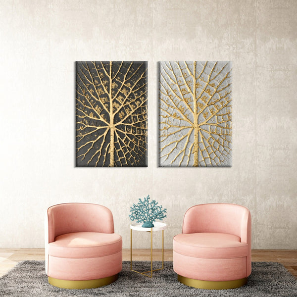3d paintings of gold veins on a black and white background - E2P0005