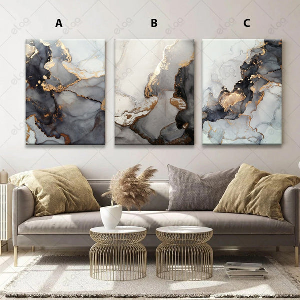 Abstract gold and black art wall paintings - E3P0006